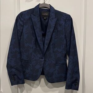 Blue Floral Wool Blend Banana Republic Blazer